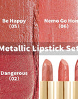 Oulac Metallic Orange Lipstick Set for Women High Payoff Lipcolor with Moisturizing Formula, Vegan Beauty, Full-Coverage Lip Color 4.3g X 3PCS, 02+05+06