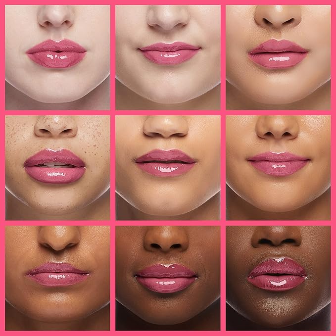 Plumping Lip Oil,Hydrating and Tinted Lip Balm,Nourishing Glow Oil for Lip Care, Transparent Non-sticky Big Brush Head Glitter Shine Primer Lip Tint(Raspberry)