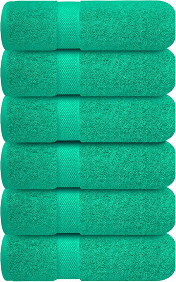 Infinitee Xclusives Green Hand Towels for Bathroom - Set of 6 (16x28 inches) 600 GSM, 100% Cotton Ultra Soft, Quick Drying, Hotel Quality Hand Towel Set (Vivid Green)