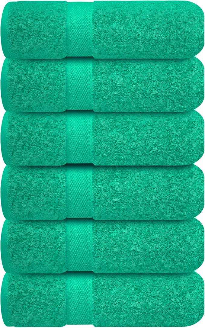 Infinitee Xclusives Green Hand Towels for Bathroom - Set of 6 (16x28 inches) 600 GSM, 100% Cotton Ultra Soft, Quick Drying, Hotel Quality Hand Towel Set (Vivid Green)