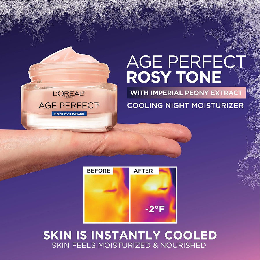 L'Oreal Paris Age Perfect Rosy Tone Anti-Aging Cooling Night Moisturizer 1.7 oz