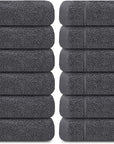 Tens Towels Pack of 12 Washcloths, 12 x 12 Inches, Lighter Weight, Quick to Dry, Super Soft & Absorbent, Gentle Face Towels, Hotel Quality, Perfect for Bathroom, Gym, Spa (Dark Grey, 12 Pack)