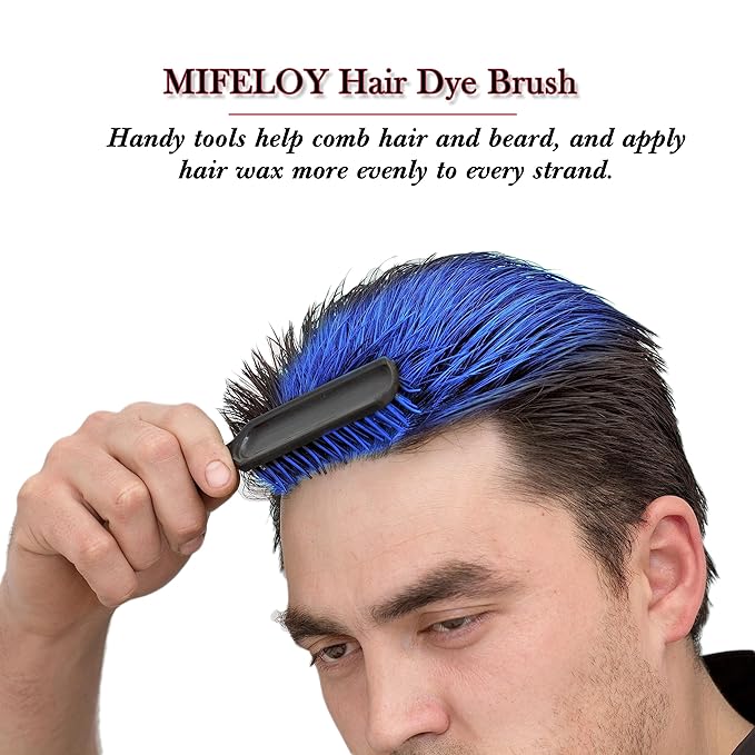 4.23 oz Temporary Blue Hair Color Wax with Dye Brush, Instant Natural Hairstyle Cream, Disposable Coloring Mud for Women Men Youth, Washable Styling Pomades, Party Cosplay DIY Halloween