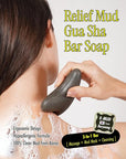 BRMUD Relief Mud Gua Sha Mud Bar Soap - Mud Mask Massager Cleansing Bar for Face and Body - V Line Lifting, Sebum Cleansing, Moisturizing - Shea Butter, Panthenol, Jojoba Seed Oil, 2.99 oz.
