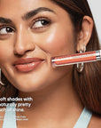 Almay Color & Care Hydrating Lip Gloss, Soft Natural Hues, Prebiotic Complex, Hyaluronic Filling-Sphere Technology, 300 Glitters Gold, 0.1 Fl Oz