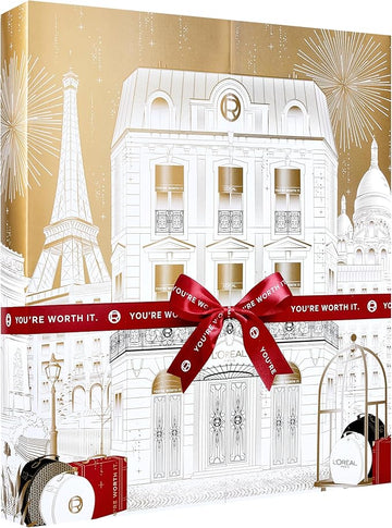 L'Oreal Paris 24 Day Beauty Advent Calendar 2025, Holiday Gift Set Includes Deluxe-Sized and Miniature Makeup, Skincare and Haircare Products