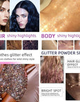 MAEPEOR Body Glitter Spray 4 Colors Quick-Drying and Non-Sticky Body Glitter Spray Moisturizing Bronze Body Shimmer for Face Hair Body (80ML, 14)