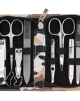 3 Swords Germany - brand quality 8 piece manicure pedicure grooming kit set synthetic leather case camouflage - Made in Germany