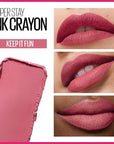 Maybelline Super Stay Ink Crayon Lipstick Makeup, Precision Tip Matte Lip Crayon with Built-in Sharpener, Longwear Up To 8Hrs, Keep It Fun, Rosey Nude Pink, 1 Count