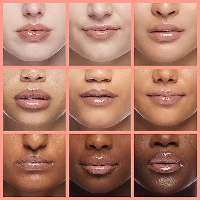 Hydrating Lip Glow Oil - Moisturizing, Plumping, Non-Sticky Long Lasting Gloss - Transparent Tinted to Reduce Lines (Pink(#001))