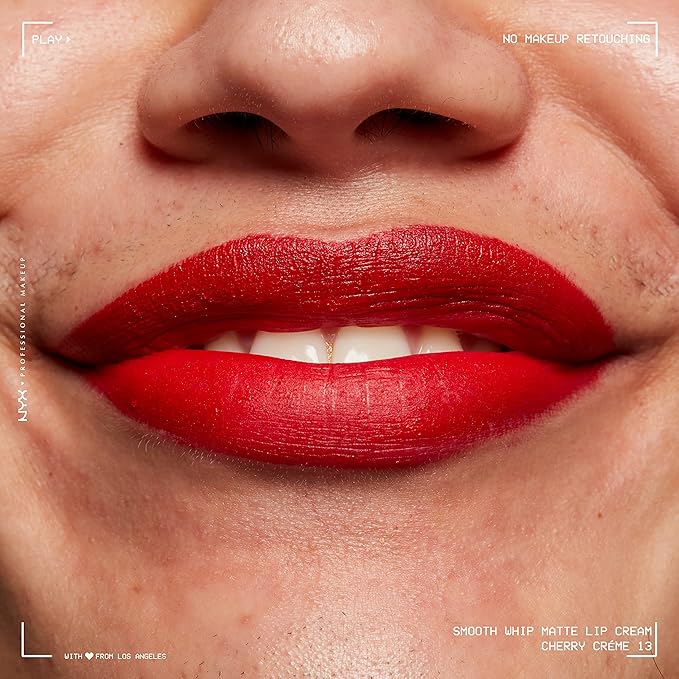 NYX PROFESSIONAL MAKEUP Smooth Whip Matte Lip Cream, Long Lasting, Moisturizing, Vegan Liquid Lipstick - Cherry Crème (Classic Red)