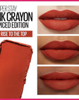 Maybelline Super Stay Ink Crayon Lipstick Makeup, Precision Tip Matte Lip Crayon with Built-in Sharpener, Longwear Up To 8Hrs, Rise To The Top, Burnt Sienna, 1 Count