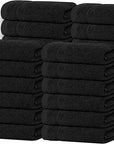 Tens Towels Pack of 24 Washcloths, 12 x 12 Inches, Lighter Weight, Quick to Dry, Super Soft & Absorbent, Gentle Face Towels, Hotel Quality, Perfect for Bathroom, Gym, Spa (Black, 24 Pack)