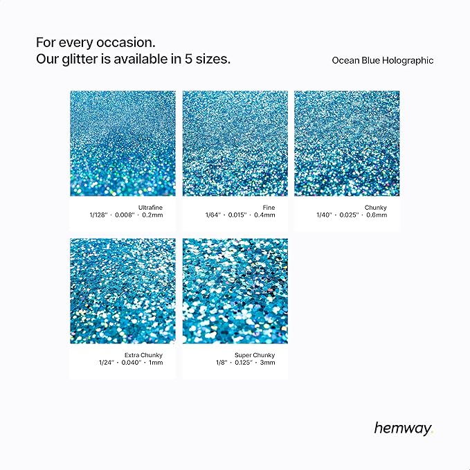 Hemway Eco Friendly Biodegradable Glitter 100g / 3.5oz Bio Cosmetic Safe Sparkle Vegan for Face, Eyeshadow, Body, Hair, Nail and Festival - Ultrafine (1/128" 0.008" 0.2mm) - Ocean Blue Holographic