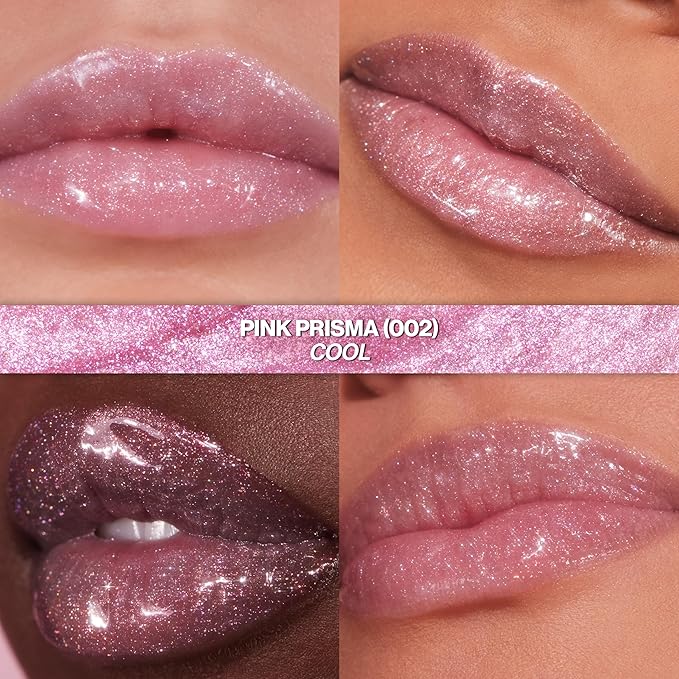 Revlon Super Lustrous Glimmer Gloss, Non-Sticky Lip Gloss, High-Shine Finish, Plant-Based Glitter, 002 Pink Prisma, 0.13 fl oz