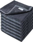 Charcoal Grey Extra Large Washcloths Set of 6 Soft Body Cloths 13” x 13” 70% Viscose Derived from Bamboo, 30% Cotton Spa-Like Feel Silky for Skin Cleansing
