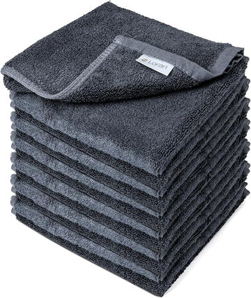 Charcoal Grey Extra Large Washcloths Set of 6 Soft Body Cloths 13” x 13” 70% Viscose Derived from Bamboo, 30% Cotton Spa-Like Feel Silky for Skin Cleansing