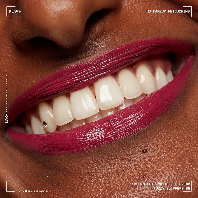 NYX PROFESSIONAL MAKEUP Smooth Whip Matte Lip Cream, Long Lasting, Moisturizing, Vegan Liquid Lipstick - Fuzzy Slippers (Warm Plum)