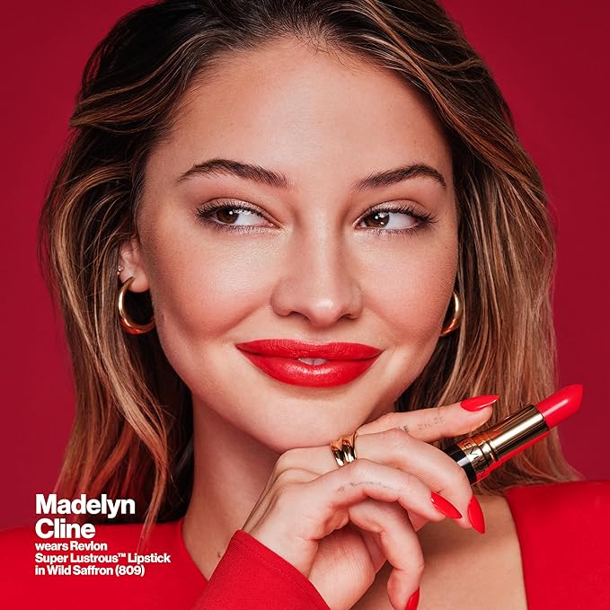 Revlon Super Lustrous Lipstick, Creamy Formula For Soft, Fuller-Looking Lips, Moisturized Feel, 440 Cherries in the Snow, 0.15 oz