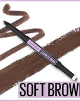 Maybelline Express Brow 2-In-1 Pencil and Powder Eyebrow Makeup, Soft Brown, 1 Count