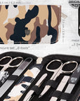 3 Swords Germany - brand quality 8 piece manicure pedicure grooming kit set synthetic leather case camouflage - Made in Germany