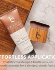 Ultra Soft Self Tanner Brush - Kabuki Brush for Body Foundation & Makeup, Blending Applicator for Tanner, Self Tanning Mitt, Achieves Sunless Streak-Free Fake Tan, Durable & Easy to Clean