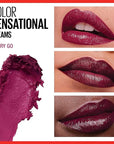 Maybelline Color Sensational Lipstick, Lip Makeup, Cream Finish, Hydrating Lipstick, Nude, Pink, Red, Plum Lip Color, Berry Go, 0.15 oz; (Packaging May Vary)
