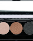Metallic Shimmer Off White, Gold Bronze Brown, and Glitter Black Vegan Eyeshadow Trio Palette; Talc, Paraben & Cruelty Free