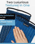 Japanese Exfoliating Washcloth for Back & Body 2-Pack - Charcoal & Silver Ion Exfoliating Towel with Handles - Two-Sided Gentle Exfoliation & Deep Cleanse Body Wash Cloths for Shower - 1 Blue, 1 Green