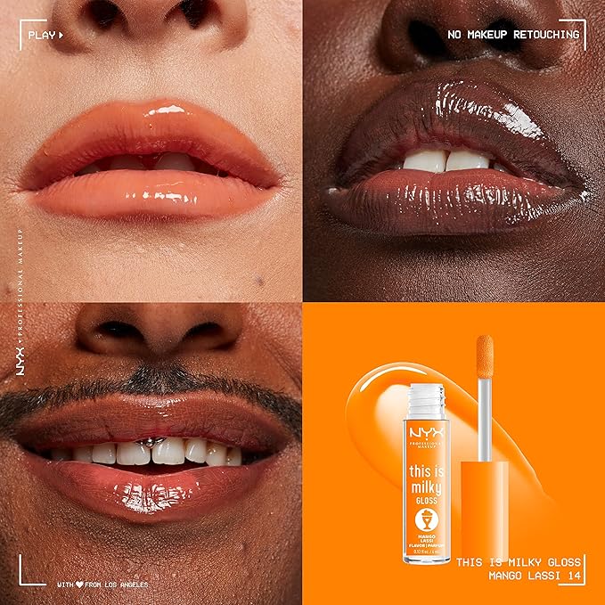 NYX PROFESSIONAL MAKEUP This Is Milky Gloss, Lip Gloss with 12 Hour Hydration, Vegan - Mango Lassi (Orange Cream)
