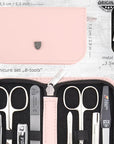3 Swords Germany - brand quality 8 piece manicure pedicure grooming kit set synthetic leather case light pink - Made in Germany