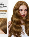 Revlon ColorSilk Tone + Gloss + Care Demi Permanent Hair Color, Dye Kit with Leave-In Scalp and Haircare Serum, 2x Shinier, 4x Stronger, 6G Light Golden Brown, 4.5 fl oz