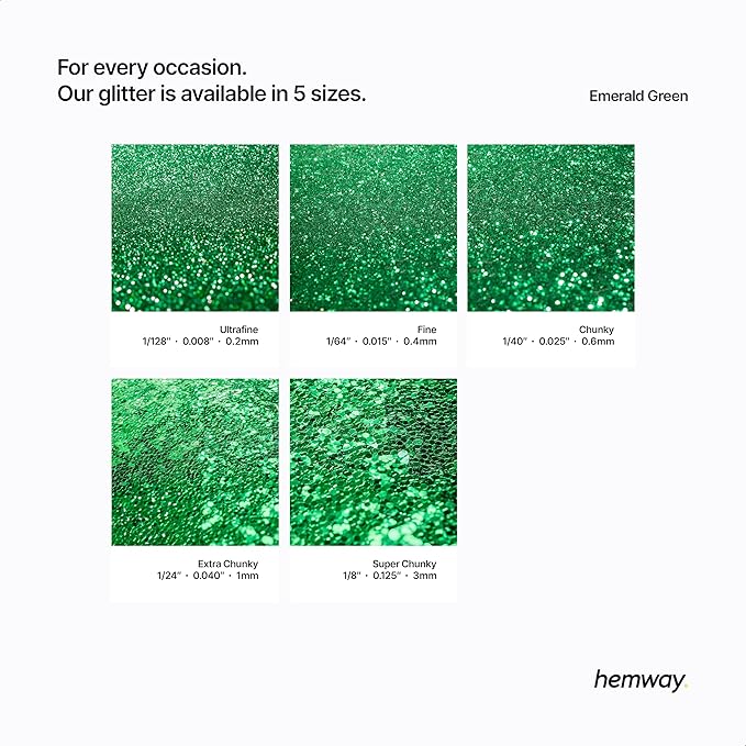 Hemway Eco Friendly Biodegradable Glitter 100g / 3.5oz Bio Cosmetic Safe Sparkle Vegan for Face, Eyeshadow, Body, Hair, Nail and Festival Makeup, Craft - Fine (1/64" 0.015" 0.4mm) - Emerald Green