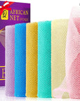 UJFQBH 6 Pieces African Net Sponge Long Bath Sponge Exfoliating Shower Body Scrubber for Daily Use, Terrific for Smoother Skin - Back Scrubber for a Refreshing Experience (Purple - Orange)