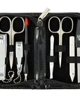 3 Swords Germany – brand quality 8 piece manicure pedicure grooming kit set for professional nail care with synthetic leather case black - Made in Germany