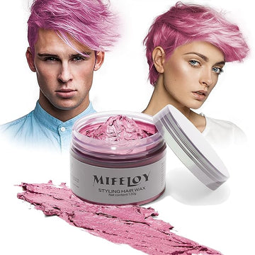 Temporary Pink Hair Color Wax 4.23 oz, Instant Natural Hairstyle Cream Dye, Washable Styling Pomades, Disposable Coloring Mud for Women Youth Men, Party Cosplay DIY Halloween