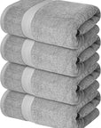 Infinitee Xclusives Luxury 100% Ring-Spun Cotton Bath Towels Set of 4 (27x54 inches) – Soft, Absorbent & Quick-Drying Towels for Bathroom, Gym, Spa & Hotel Use (Charming Grey, Bath Towels)
