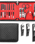 FAMILIFE Nail Kit, Professional Manicure Set Manicure Kit Nail Clipper Set, 13 in 1 Stainless Steel Pedicure Sets Clipper Tool, Men Grooming Tool with Portable Black Leather Travel Case for Him