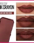 Maybelline Super Stay Ink Crayon Lipstick Makeup, Precision Tip Matte Lip Crayon with Built-in Sharpener, Longwear Up To 8Hrs, Live On The Edge, Purple Brown, 1 Count