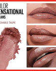 Maybelline Color Sensational Lipstick, Lip Makeup, Cream Finish, Hydrating Lipstick, Touchable Taupe, Nude ,1 Count