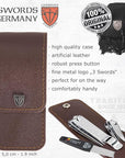 3 Swords Germany - Brand Quality 4 Piece Manicure Pedicure Grooming kit Set for Professional Finger & Toe Nail Care Tweezers File Clipper Brown Synthetic Leather case - Made by 3 Swords