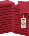 Utopia Towels 24 Pack Cotton Washcloths Set, 100% Ring Spun Cotton, Premium Quality Flannel Face Cloths, Highly Absorbent and Soft Feel Fingertip Towels, Red