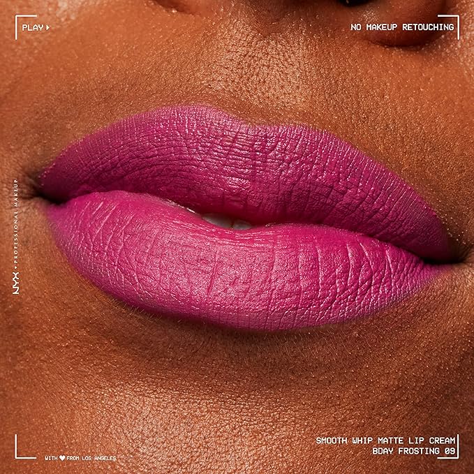 NYX PROFESSIONAL MAKEUP Smooth Whip Matte Lip Cream, Long Lasting, Moisturizing, Vegan Liquid Lipstick - Bday Frosting (Violet Red)