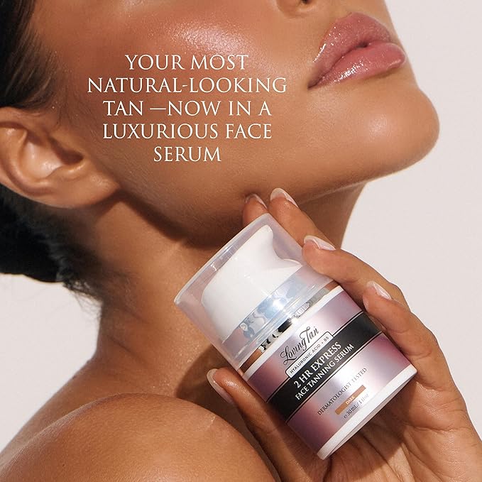 Loving Tan NEW 2 Hr Express Face Tanning Serum, Dark - Hydrating, Natural-Looking Glow Sunless Self Tanner, Dermatologist Tested, Lightweight, Naturally Derived DHA, Vegan & Cruelty-Free - 1 fl oz