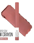 Maybelline Super Stay Ink Crayon Lipstick Makeup, Precision Tip Matte Lip Crayon with Built-in Sharpener, Longwear Up To 8Hrs, Achieve It All, Brown Nude, 1 Count