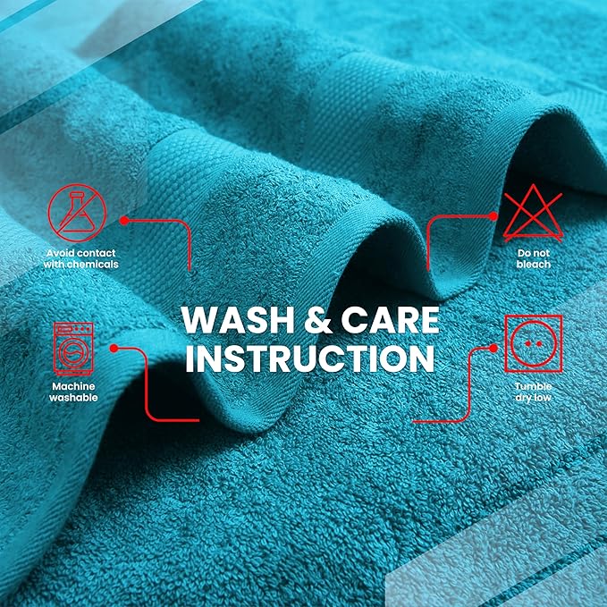 Infinitee Xclusives Luxury 100% Ring-Spun Cotton Bath Towels Set of 4 (27x54 inches) – Soft, Absorbent & Quick-Drying Towels for Bathroom, Gym, Spa & Hotel Use (Serene Teal, Bath Towels)