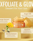 Lip Scrub with Mango Vanilla – Exfoliates, Hydrates & Repairs – Smooths, Softens & Revitalizes Dry Lips – Dermatologist Tested, Korean Skin Care – Clean Beauty, Cruelty-Free – 1 Pack