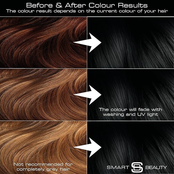 Pure Black Hair Dye Permanent with Anti-Breakage Plex Hair Care, Vegan Hair Dye & Cruelty-Free, 100% Gray Coverage, Natural Black Hair Color, For All Hair Types. Smart Beauty