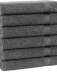 Arkwright Bathroom Hand Towels Set of 6 - Super Soft 100% Cotton, 600 GSM Quick Dry & Absorbent, Luxury Bath Essentials for Hotels, Spa, Hosts, and Vacation Rentals, Pewter Grey