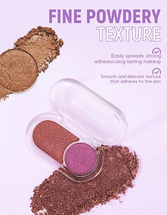 Erinde Brown Eyeshadow Palette Duo - Bronze & Copper Shades Shimmer Glitter Eye Shadow Makeup Palette, Long Lasting Waterproof Blendable Crease & Smudge Proof Golden Galaxy Christmas Makeup, 03